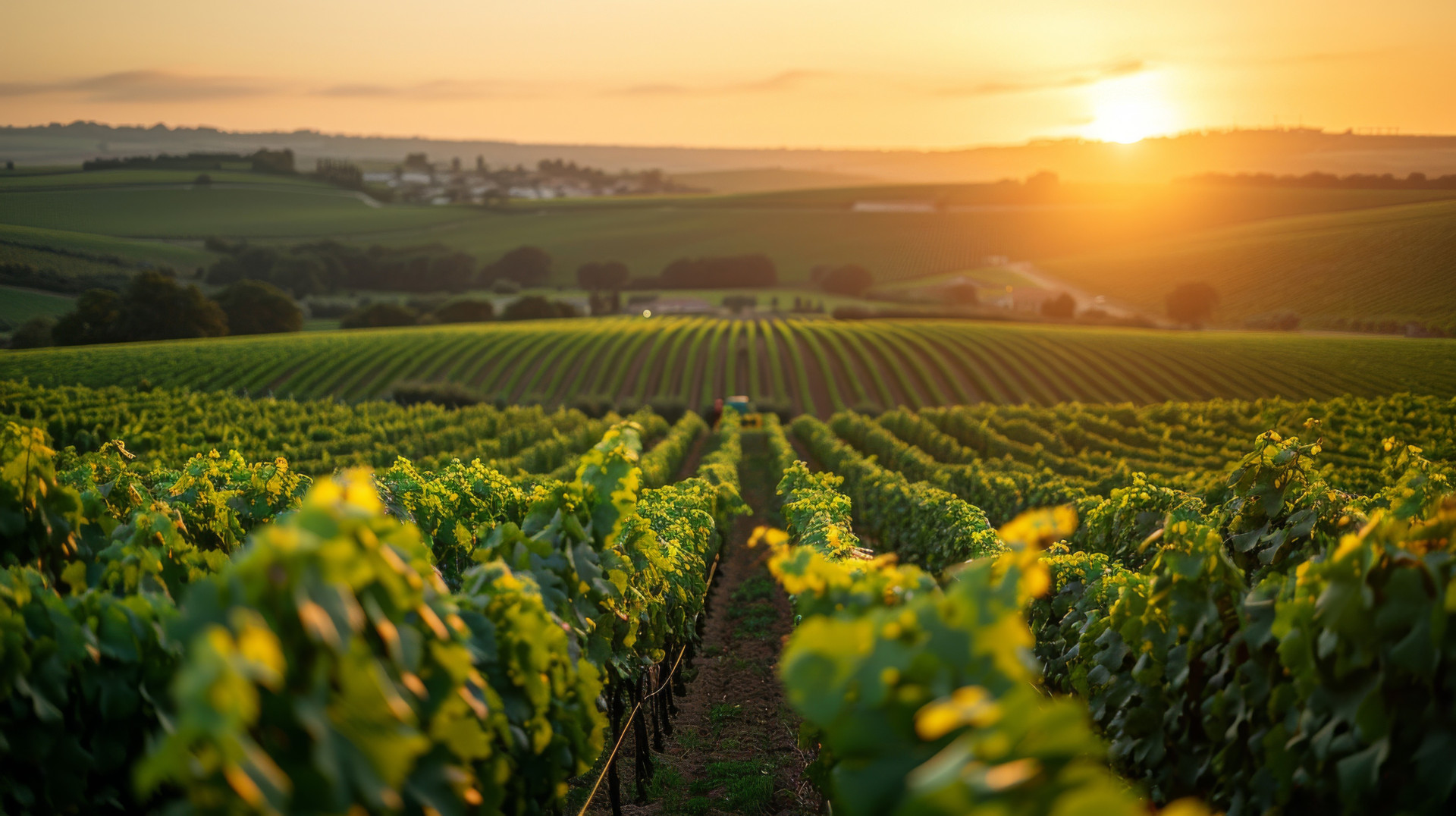 Vineyard landscape with nature grapevines
